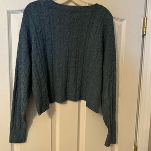 Hippie Rose Cable Knit Sweater - charcoal blue size XS